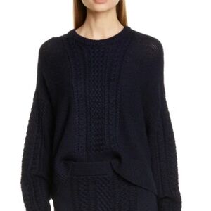 ATM Anthony Thomas Melillo Cable Knit Wool Blend Boxy Crop Sweater Size Medium